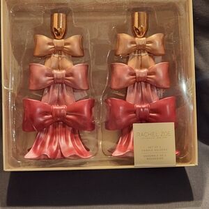 Rachel Zoe Candle Holders Set Of 2 Shiny Pink Bows Coquette Valentines Decor